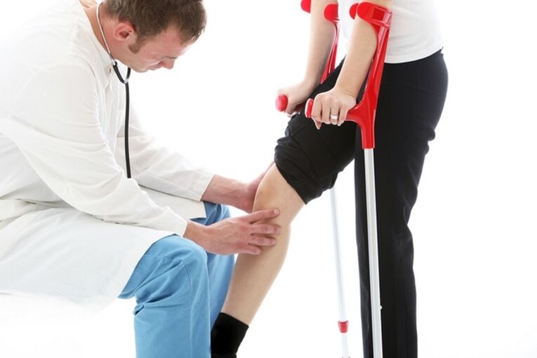 Verification of the patient's knee with knee arthrosis joint